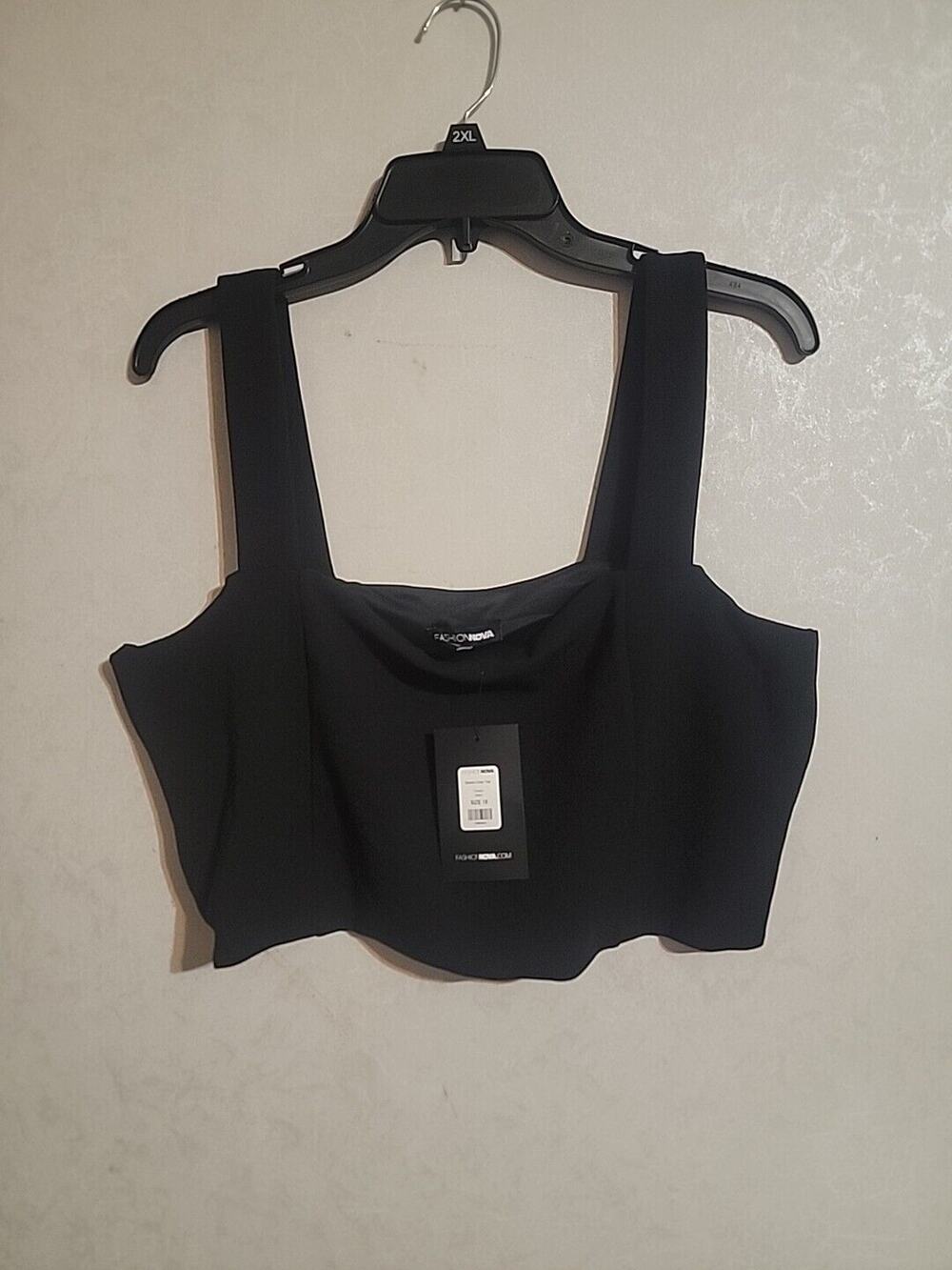 Fashion Nova Sasha Crop Halter Top Sleeveless Wide Strap Lined Panel Black sz 1X
